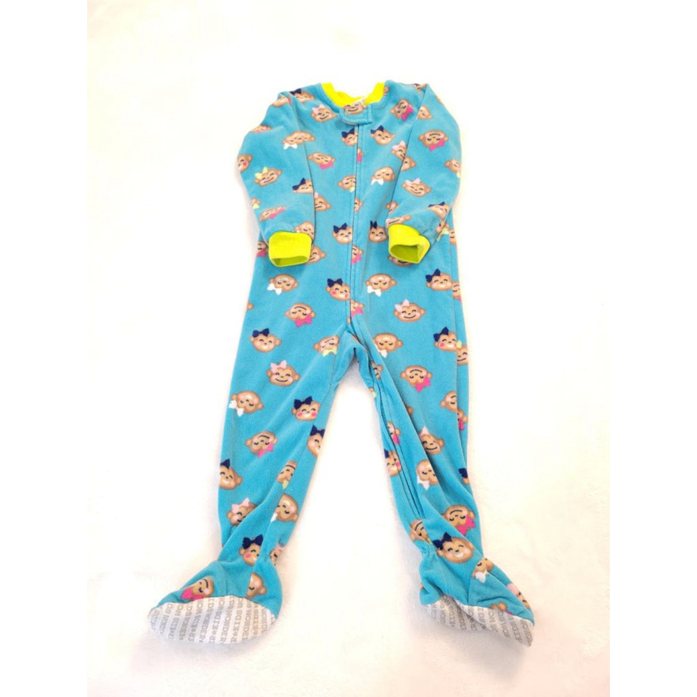 Girls Child of Mine by Carter's 3T Pink Blue Monkey Pajama Set - Picture 6 of 8